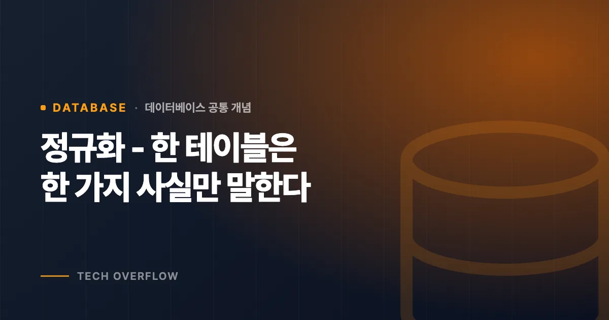 정규화 - 한 테이블은 한 가지 사실만 말한다